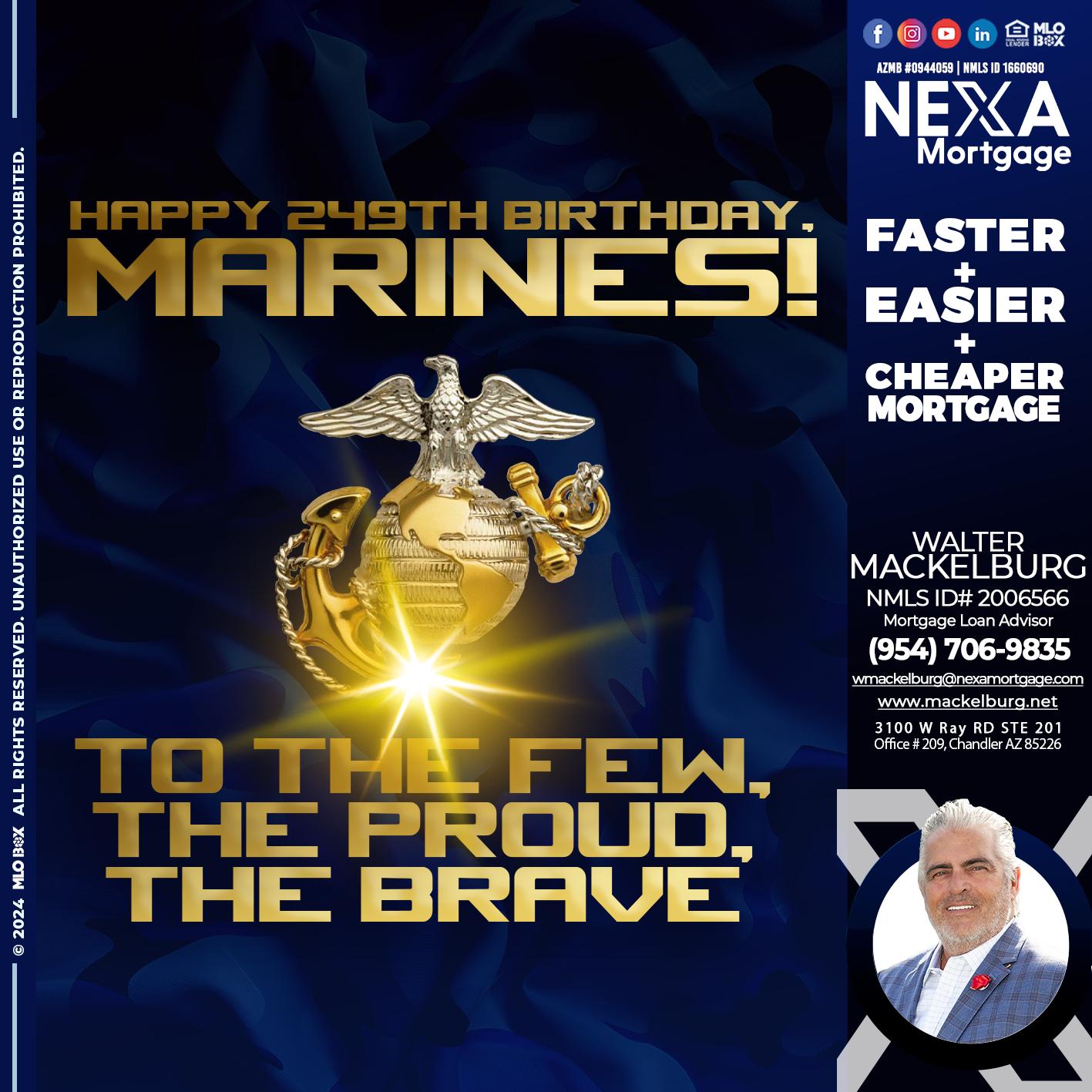 MARINES BIRTHDAY - Walter Mackelburg -Mortgage Loan Officer
