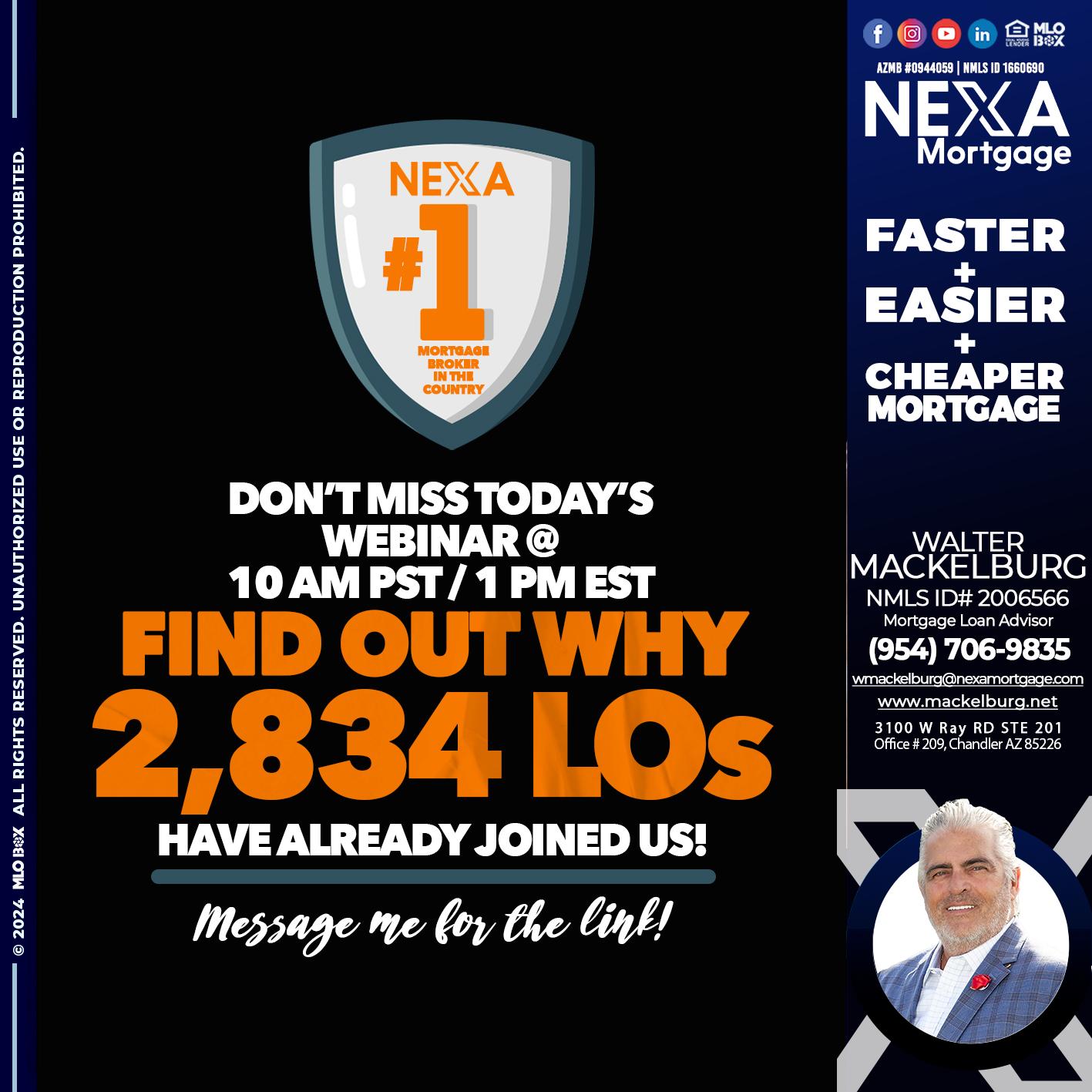 NEXA NO. 1 MORTGAGE BROKER - Walter Mackelburg -Mortgage Loan Officer