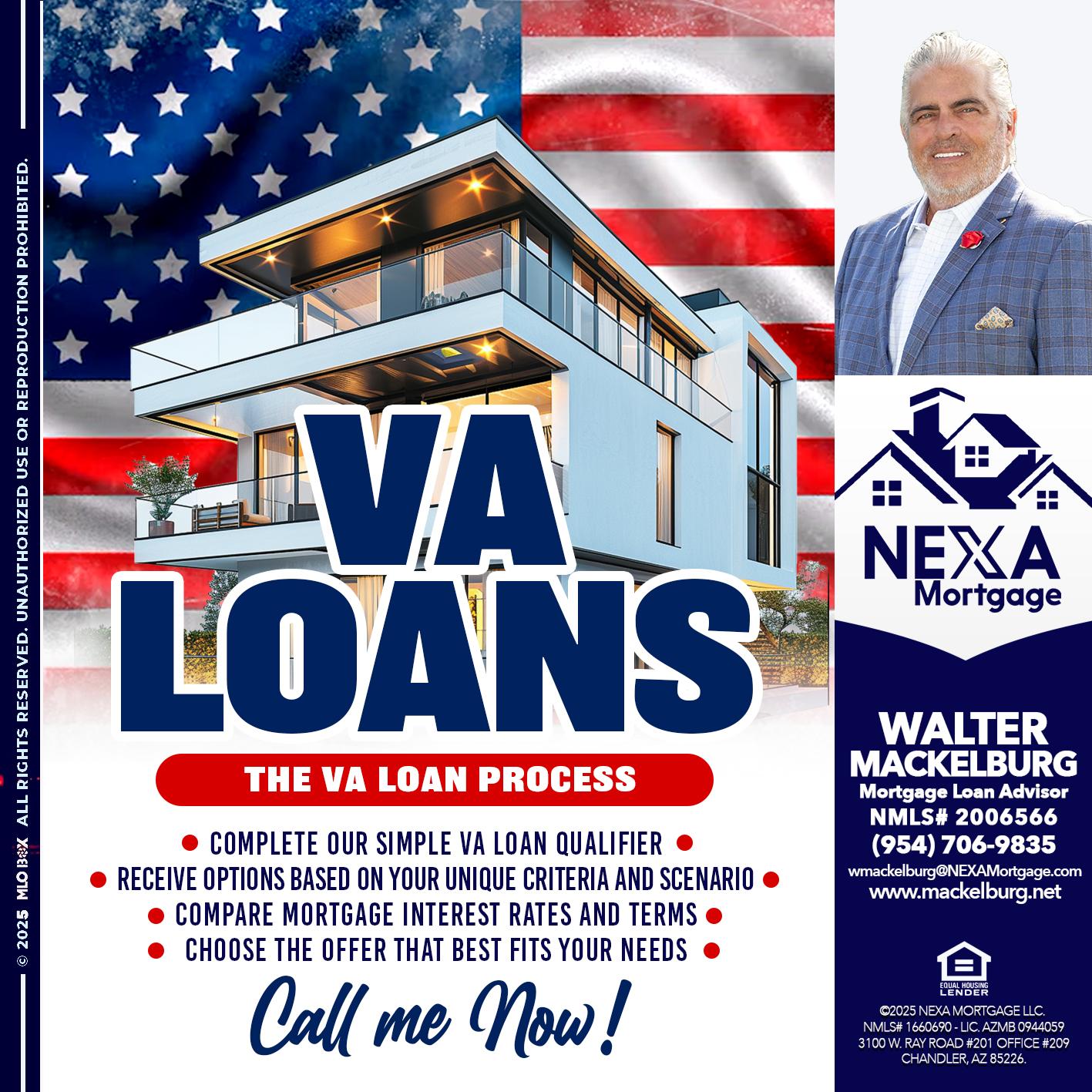 VA LOANS - Walter Mackelburg -Mortgage Loan Officer