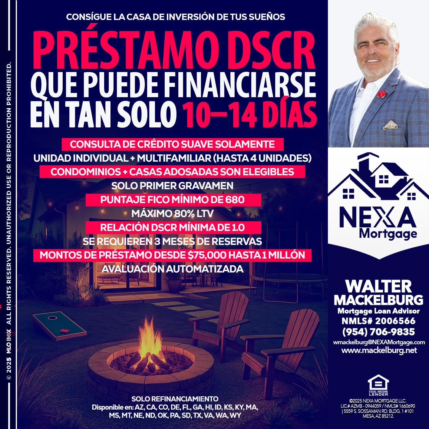 PRESTAMOS DSCR - Walter Mackelburg -Mortgage Loan Officer