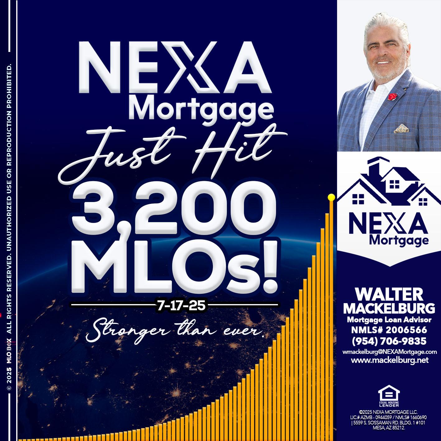 JUST HIT 3,200 MLOs - Walter Mackelburg -Mortgage Loan Officer